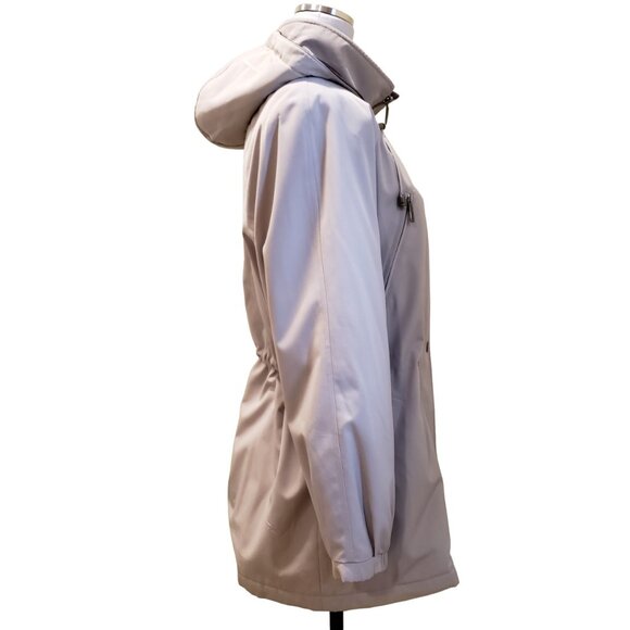 Liz Claiborne M Mid Length Water Resist Rain Anorak Coat Tan Excellent Condition - Picture 6 of 16